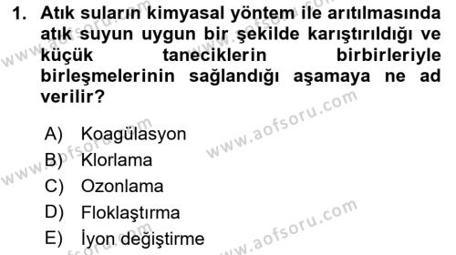 Hijyen ve Sanitasyon Dersi 2020 - 2021 Yılı Yaz Okulu Sınavı 1. Soru