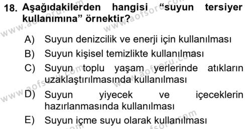 Hijyen ve Sanitasyon Dersi 2021 - 2022 Yılı (Vize) Ara Sınavı 18. Soru