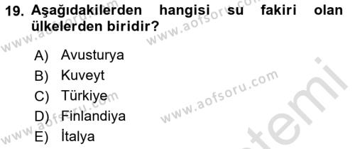 Hijyen ve Sanitasyon Dersi 2021 - 2022 Yılı (Vize) Ara Sınavı 19. Soru