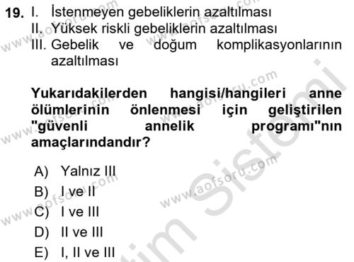 Hijyen ve Sanitasyon Dersi 2021 - 2022 Yılı Yaz Okulu Sınavı 19. Soru