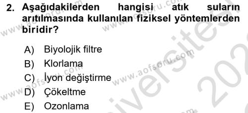 Hijyen ve Sanitasyon Dersi 2021 - 2022 Yılı Yaz Okulu Sınavı 2. Soru