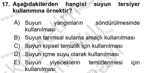 Hijyen ve Sanitasyon Dersi 2023 - 2024 Yılı (Vize) Ara Sınavı 17. Soru