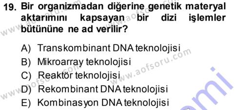 Temel Veteriner Genetik Dersi 2013 - 2014 Yılı (Final) Dönem Sonu Sınavı 19. Soru