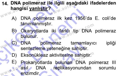Temel Veteriner Genetik Dersi 2015 - 2016 Yılı (Final) Dönem Sonu Sınavı 14. Soru