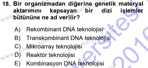 Temel Veteriner Genetik Dersi 2015 - 2016 Yılı (Final) Dönem Sonu Sınavı 18. Soru