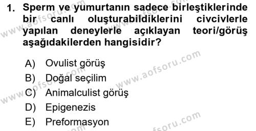 Temel Veteriner Genetik Dersi 2023 - 2024 Yılı (Vize) Ara Sınavı 1. Soru