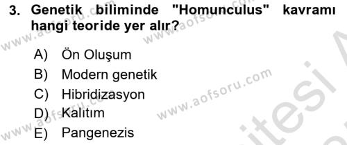 Temel Veteriner Genetik Dersi 2024 - 2025 Yılı (Vize) Ara Sınavı 3. Soru