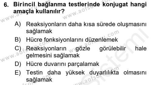 Temel Veteriner Mikrobiyoloji ve İmmünoloji Dersi 2017 - 2018 Yılı 3 Ders Sınavı 6. Soru