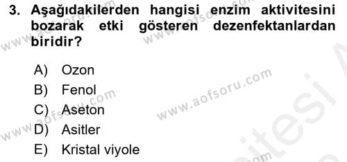 Temel Veteriner Mikrobiyoloji ve İmmünoloji Dersi 2017 - 2018 Yılı (Final) Dönem Sonu Sınavı 3. Soru