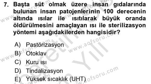 Temel Veteriner Mikrobiyoloji ve İmmünoloji Dersi 2020 - 2021 Yılı Yaz Okulu Sınavı 7. Soru