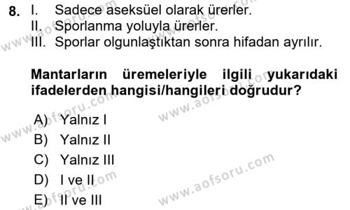 Temel Veteriner Mikrobiyoloji ve İmmünoloji Dersi 2021 - 2022 Yılı (Final) Dönem Sonu Sınavı 8. Soru