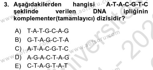 Temel Veteriner Mikrobiyoloji ve İmmünoloji Dersi 2021 - 2022 Yılı Yaz Okulu Sınavı 3. Soru