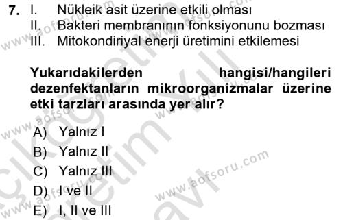 Temel Veteriner Mikrobiyoloji ve İmmünoloji Dersi 2021 - 2022 Yılı Yaz Okulu Sınavı 7. Soru