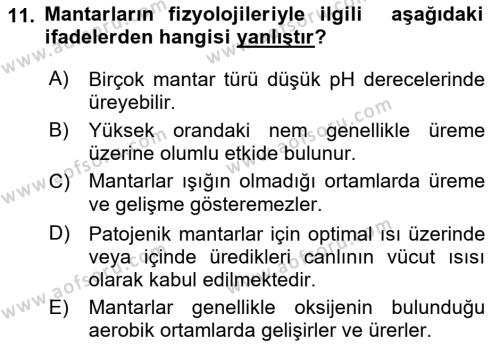 Temel Veteriner Mikrobiyoloji ve İmmünoloji Dersi 2022 - 2023 Yılı Yaz Okulu Sınavı 11. Soru