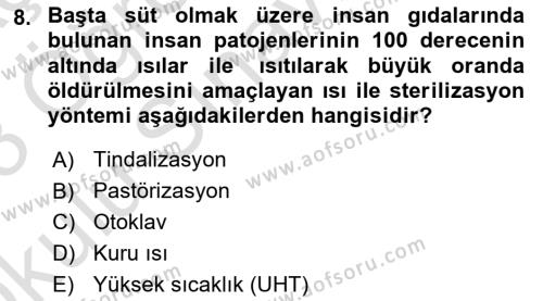 Temel Veteriner Mikrobiyoloji ve İmmünoloji Dersi 2022 - 2023 Yılı Yaz Okulu Sınavı 8. Soru