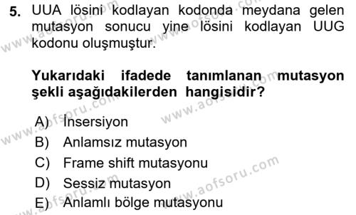 Temel Veteriner Mikrobiyoloji ve İmmünoloji Dersi 2023 - 2024 Yılı (Vize) Ara Sınavı 5. Soru