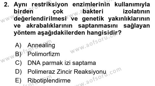 Temel Veteriner Mikrobiyoloji ve İmmünoloji Dersi 2023 - 2024 Yılı (Final) Dönem Sonu Sınavı 2. Soru