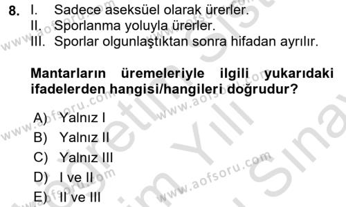 Temel Veteriner Mikrobiyoloji ve İmmünoloji Dersi 2023 - 2024 Yılı (Final) Dönem Sonu Sınavı 8. Soru