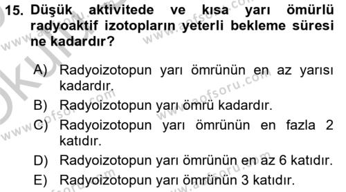 Veteriner Laboratuvar Teknikleri ve Prensipleri Dersi 2018 - 2019 Yılı Yaz Okulu Sınavı 15. Soru