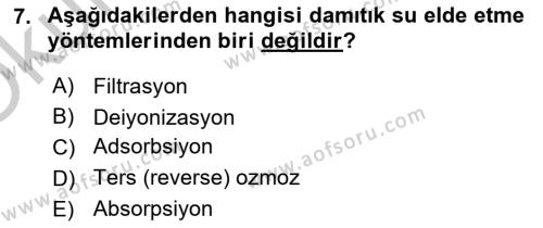 Veteriner Laboratuvar Teknikleri ve Prensipleri Dersi 2018 - 2019 Yılı Yaz Okulu Sınavı 7. Soru