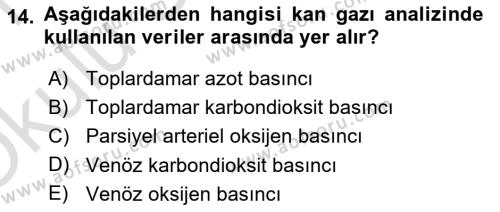 Veteriner Laboratuvar Teknikleri ve Prensipleri Dersi 2020 - 2021 Yılı Yaz Okulu Sınavı 14. Soru