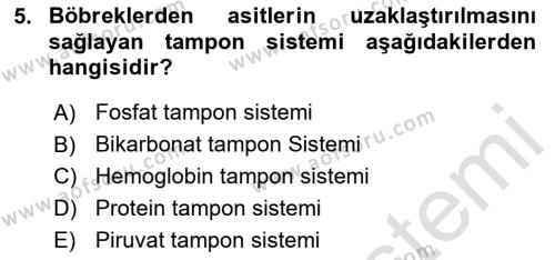 Veteriner Laboratuvar Teknikleri ve Prensipleri Dersi 2020 - 2021 Yılı Yaz Okulu Sınavı 5. Soru