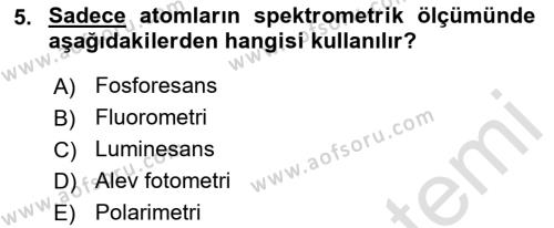 Veteriner Laboratuvar Teknikleri ve Prensipleri Dersi 2021 - 2022 Yılı (Final) Dönem Sonu Sınavı 5. Soru