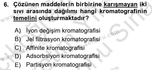 Veteriner Laboratuvar Teknikleri ve Prensipleri Dersi 2021 - 2022 Yılı (Final) Dönem Sonu Sınavı 6. Soru