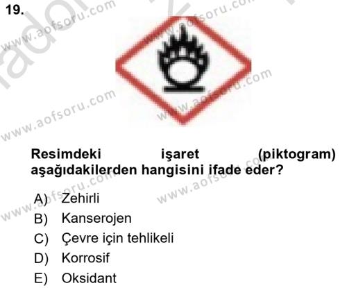 Veteriner Laboratuvar Teknikleri ve Prensipleri Dersi 2021 - 2022 Yılı Yaz Okulu Sınavı 19. Soru