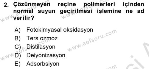 Veteriner Laboratuvar Teknikleri ve Prensipleri Dersi 2022 - 2023 Yılı Yaz Okulu Sınavı 2. Soru