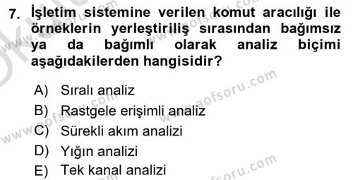 Veteriner Laboratuvar Teknikleri ve Prensipleri Dersi 2022 - 2023 Yılı Yaz Okulu Sınavı 7. Soru