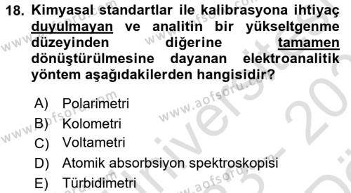 Veteriner Laboratuvar Teknikleri ve Prensipleri Dersi 2023 - 2024 Yılı (Vize) Ara Sınavı 18. Soru