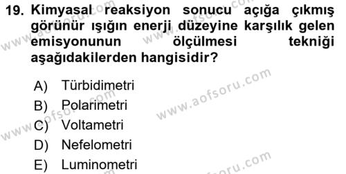 Veteriner Laboratuvar Teknikleri ve Prensipleri Dersi 2023 - 2024 Yılı (Vize) Ara Sınavı 19. Soru