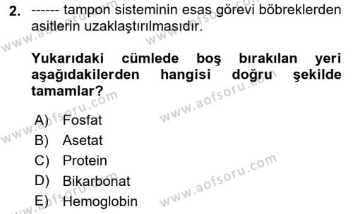 Veteriner Laboratuvar Teknikleri ve Prensipleri Dersi 2023 - 2024 Yılı (Final) Dönem Sonu Sınavı 2. Soru