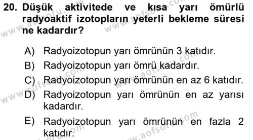 Veteriner Laboratuvar Teknikleri ve Prensipleri Dersi 2023 - 2024 Yılı (Final) Dönem Sonu Sınavı 20. Soru