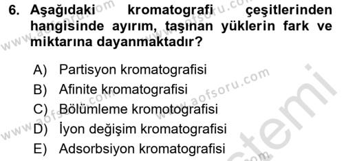 Veteriner Laboratuvar Teknikleri ve Prensipleri Dersi 2023 - 2024 Yılı (Final) Dönem Sonu Sınavı 6. Soru