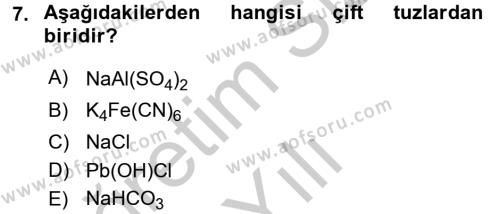 Hücre Kimyası Dersi 2016 - 2017 Yılı 3 Ders Sınavı 7. Soru