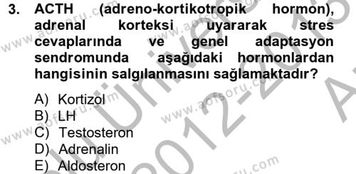 Hayvan Davranışları ve Refahı Dersi 2012 - 2013 Yılı (Vize) Ara Sınavı 3. Soru