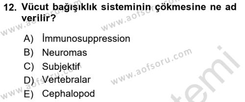 Hayvan Davranışları ve Refahı Dersi 2020 - 2021 Yılı Yaz Okulu Sınavı 12. Soru