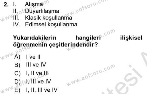 Hayvan Davranışları ve Refahı Dersi 2023 - 2024 Yılı (Vize) Ara Sınavı 2. Soru