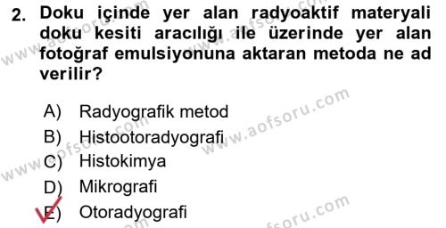 Temel Veteriner Histoloji ve Embriyoloji Dersi 2021 - 2022 Yılı (Vize) Ara Sınavı 2. Soru