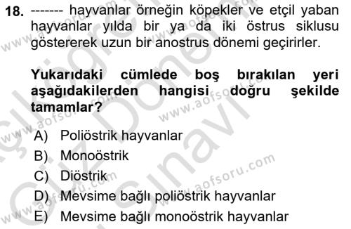 Temel Veteriner Histoloji ve Embriyoloji Dersi 2021 - 2022 Yılı (Final) Dönem Sonu Sınavı 18. Soru