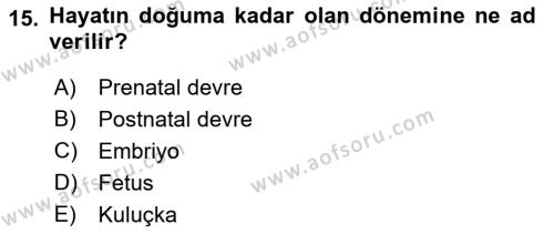 Temel Veteriner Histoloji ve Embriyoloji Dersi 2021 - 2022 Yılı Yaz Okulu Sınavı 15. Soru