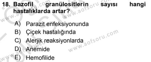 Temel Veteriner Histoloji ve Embriyoloji Dersi 2021 - 2022 Yılı Yaz Okulu Sınavı 18. Soru