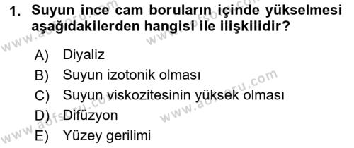 Temel Veteriner Biyokimya Dersi 2022 - 2023 Yılı Yaz Okulu Sınavı 1. Soru