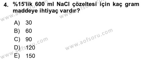 Temel Veteriner Biyokimya Dersi 2023 - 2024 Yılı (Vize) Ara Sınavı 4. Soru