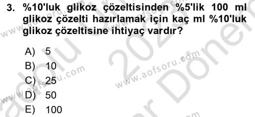 Temel Veteriner Biyokimya Dersi 2023 - 2024 Yılı (Final) Dönem Sonu Sınavı 3. Soru