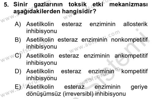 Temel Veteriner Biyokimya Dersi 2023 - 2024 Yılı (Final) Dönem Sonu Sınavı 5. Soru