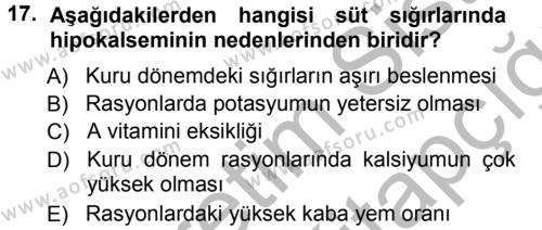 Temel Sürü Sağlığı Yönetimi Dersi 2012 - 2013 Yılı (Vize) Ara Sınavı 17. Soru