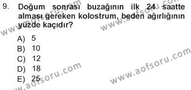 Temel Sürü Sağlığı Yönetimi Dersi 2012 - 2013 Yılı Tek Ders Sınavı 9. Soru